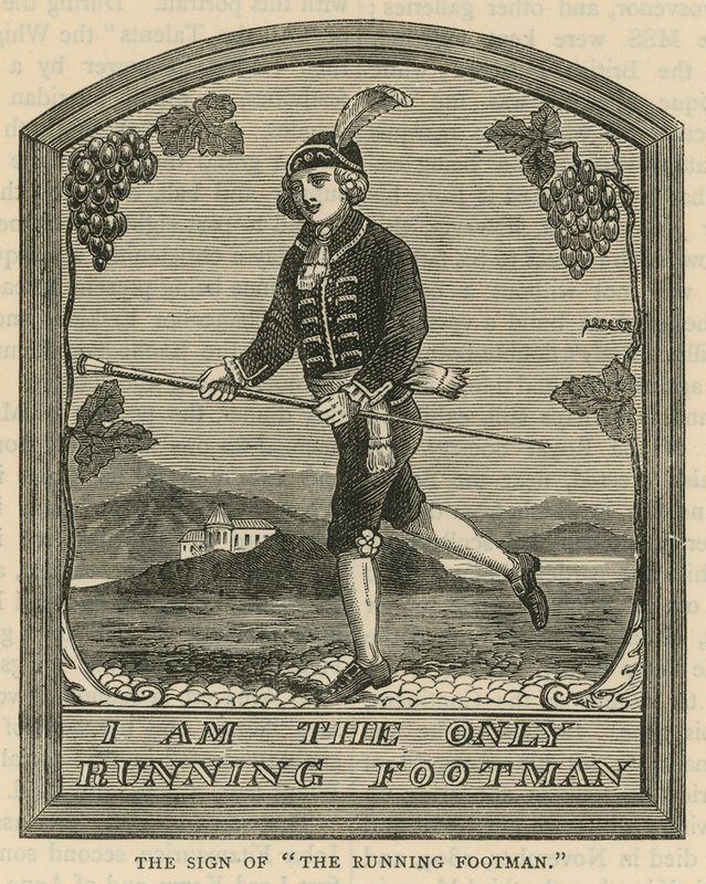 Tecken på The Running Footman av English School