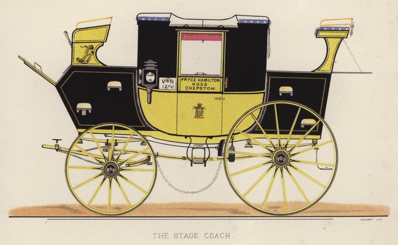 Scencoachen (färg litho) av English School