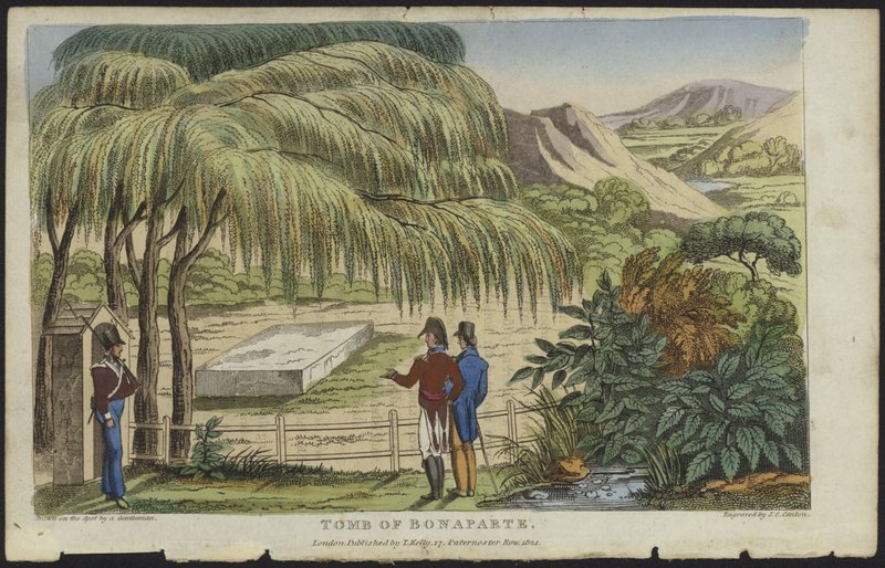 Napoleon Bonapartes grav på St Helena (färgstick) av English School