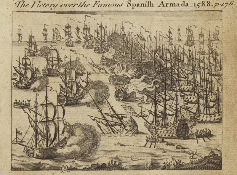 Segern över den berömda spanska armadan, 1588 av English School