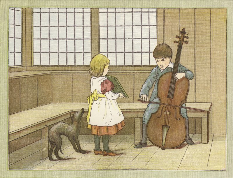 Den unge musikern (färglitografi) av English School