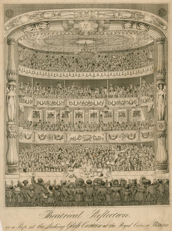 Teaterreflektion eller en titt på glasgardinen på Royal Coburg Theatre av English School