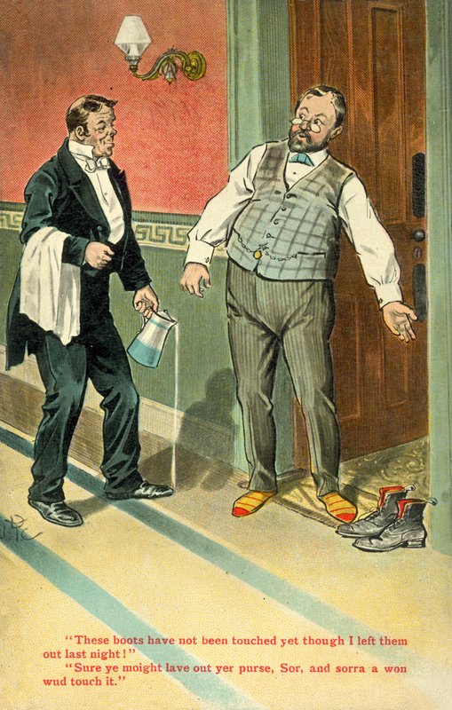 Dessa stövlar (färg litho) av English School