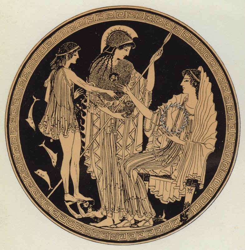 Theseus förde fram Amphitrite (färg litho) av English School