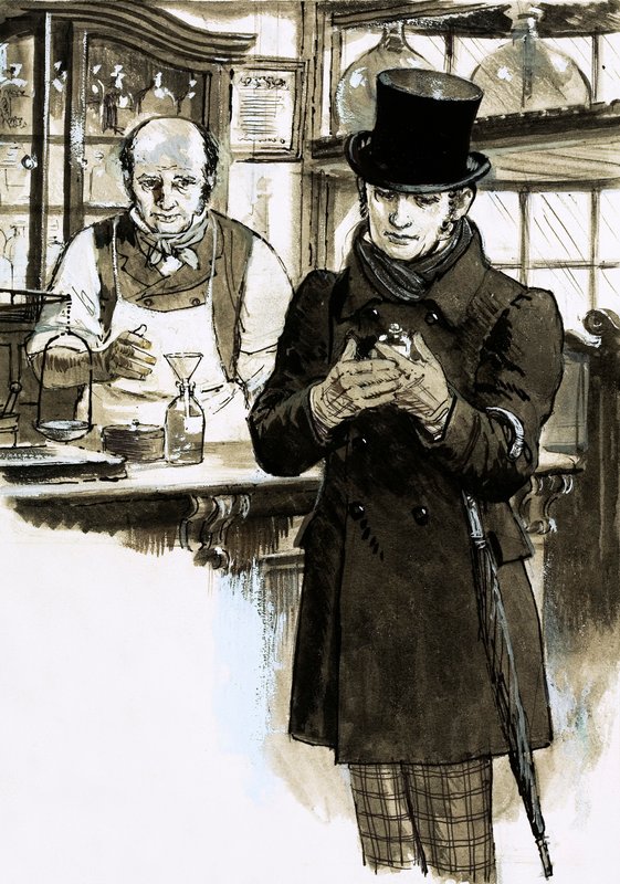 They Will Live Forever: Thomas De Quincey (gouache på papper) av English School