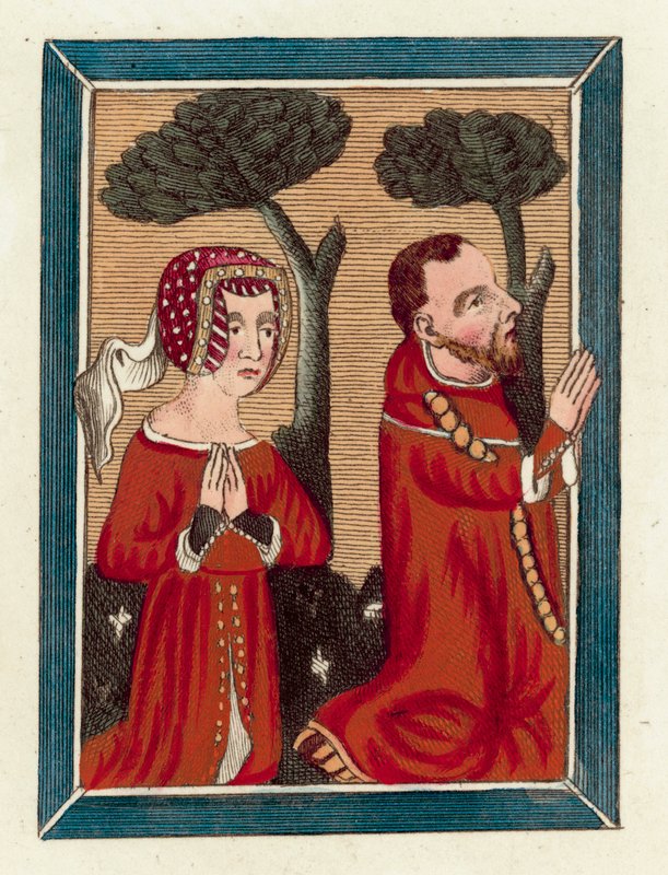 Thomas Beauchamp, Earl Of Warwick och Margaret hans fru (färgad gravyr) av English School