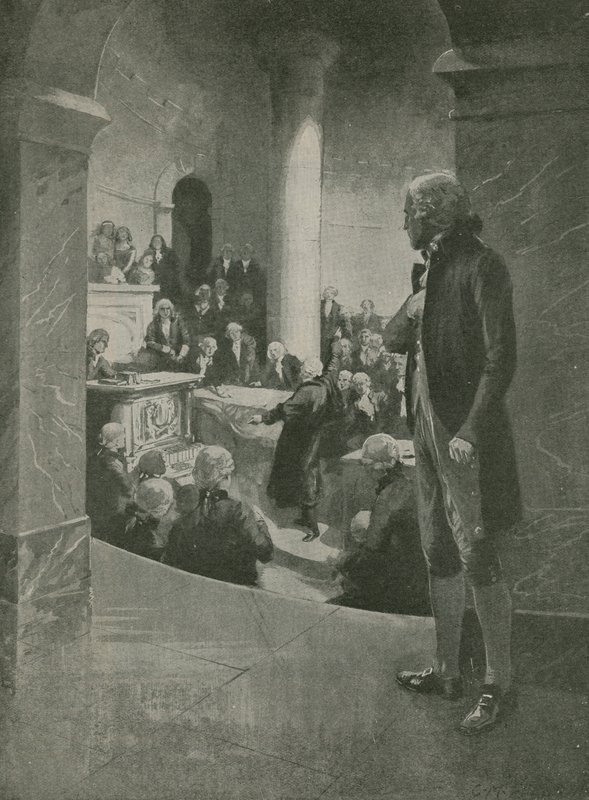 Thomas Jefferson lyssnar på förräderitalet av English School