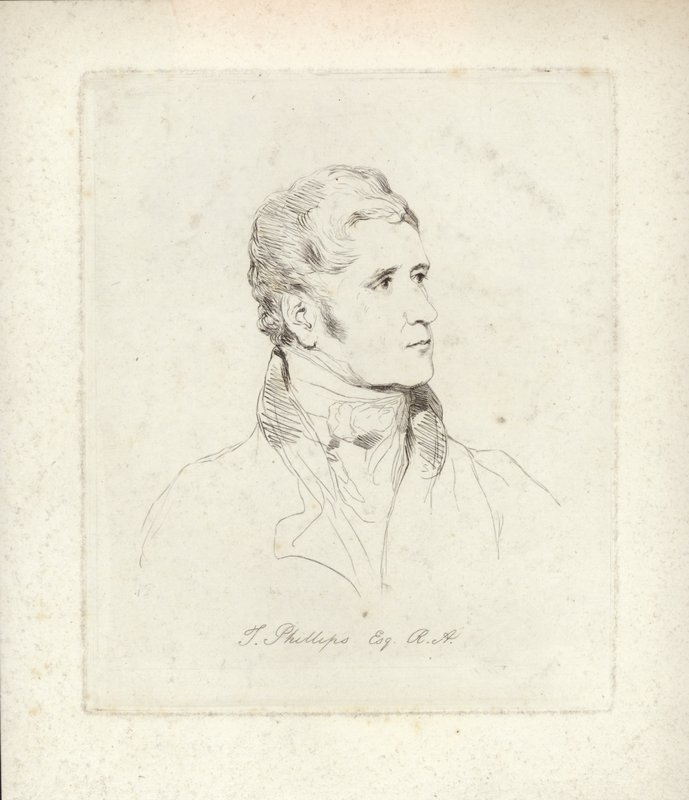 Thomas Phillips, engelsk porträtt- och motivmålare. Etsning av Mary Dawson Turner av English School