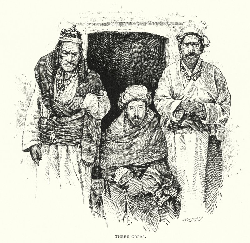 Tre Gopas (gravyr) av English School