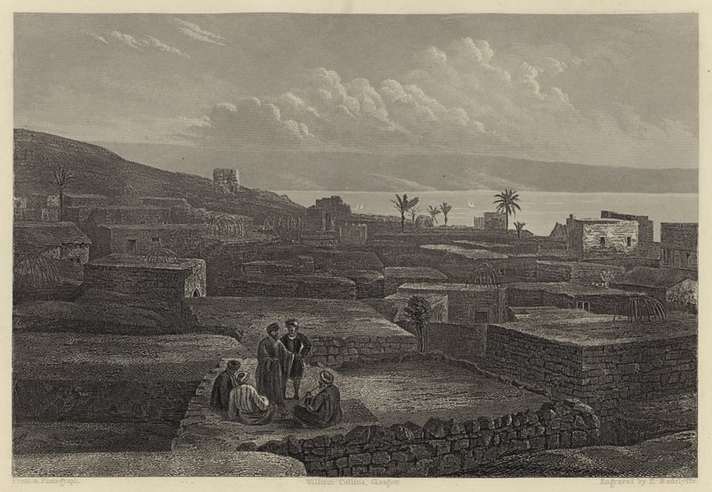 Tiberias och Galileiska sjön (gravyr) av English School