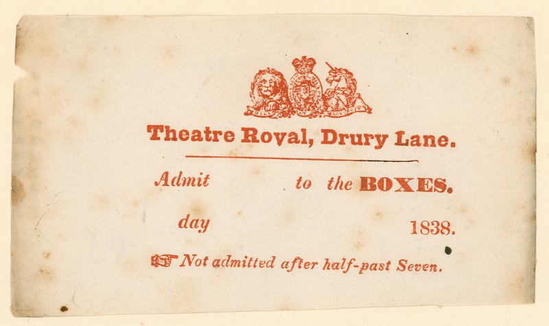 Biljett till Drury Lane Theatre, London av English School