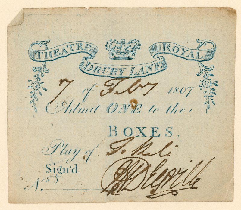Biljett till Drury Lane Theatre, London av English School
