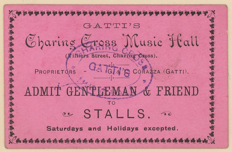Biljett till Gattis Charing Cross Music Hall av English School
