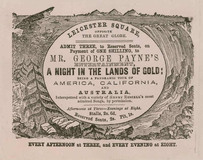 Biljett för inträde till Mr George Paynes underhållning A Night in the Lands of Gold av English School