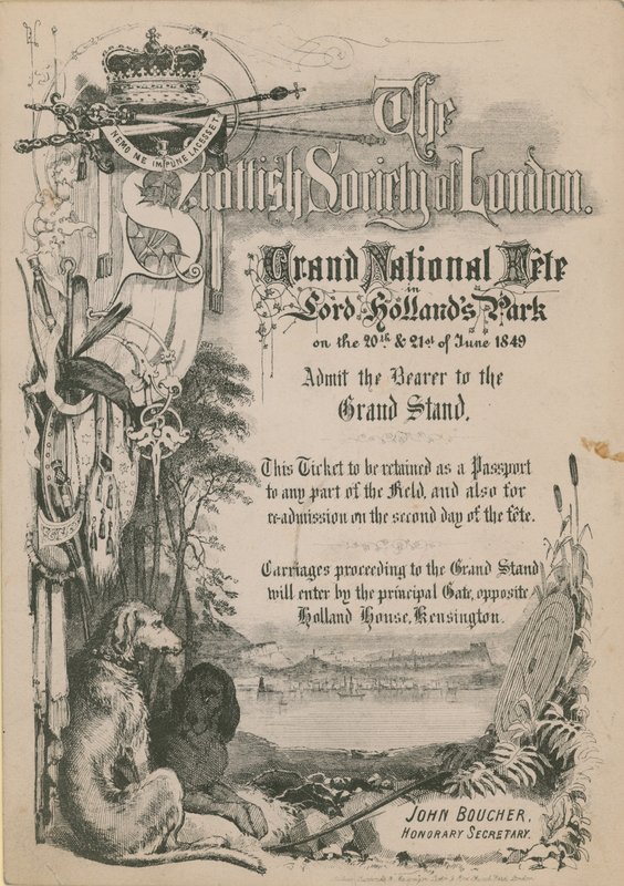 Biljett till Spanish Society of London Grand National Fete i Lord Hollands Park av English School
