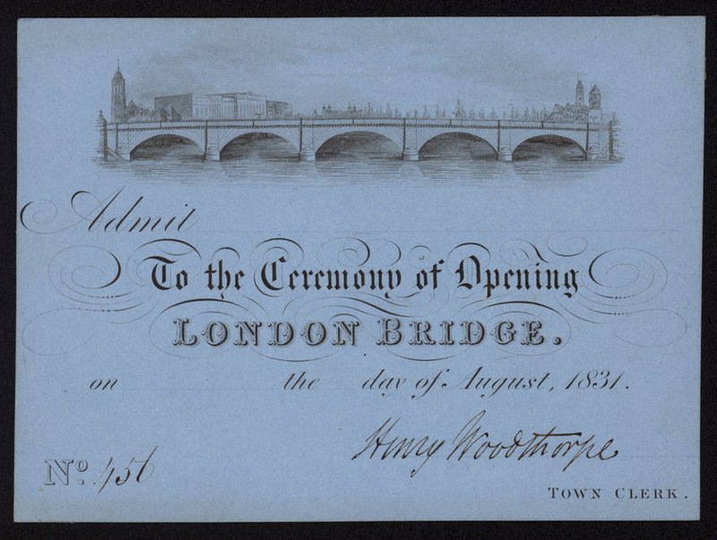 Biljett till öppningen av London Bridge av English School