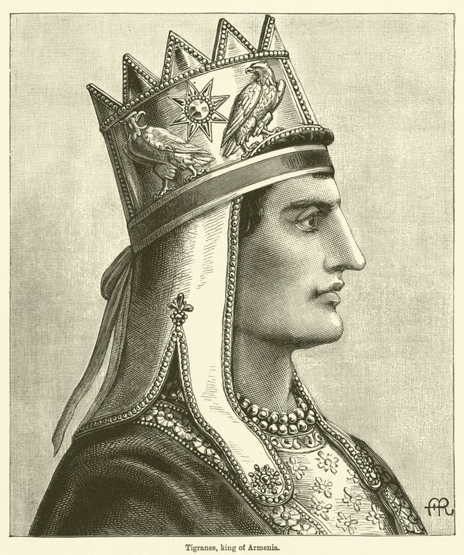 Tigranes, kung av Armenien (gravyr) av English School
