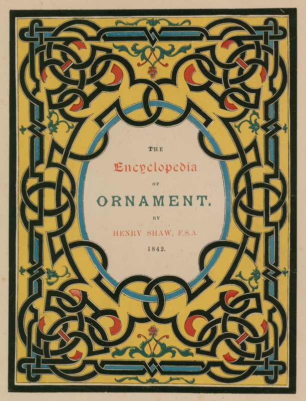Titelblad. Illustration till The Encyclopedia of Ornament (färglitografi) av English School