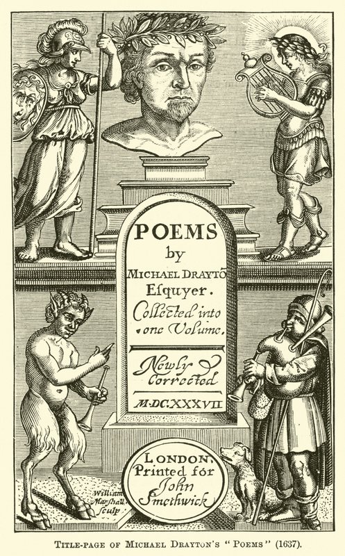 Titelsida för Michael Draytons dikter, 1637 av English School