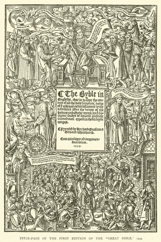 Titelsidan för den första upplagan av den stora bibeln, 1539 av English School