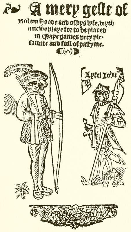 Titelsidan för A Mery Geste of Robyn Hood, 1550 av English School