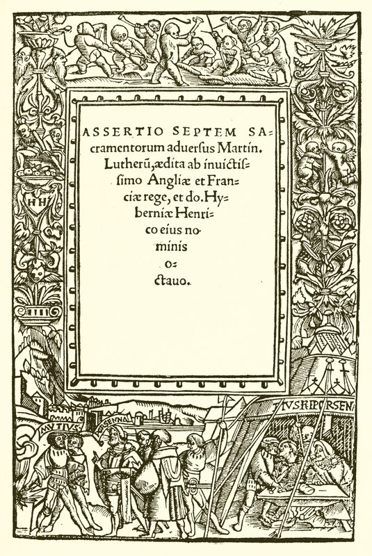 Titelsidan på Henrik VIII:s bok mot Luther av English School