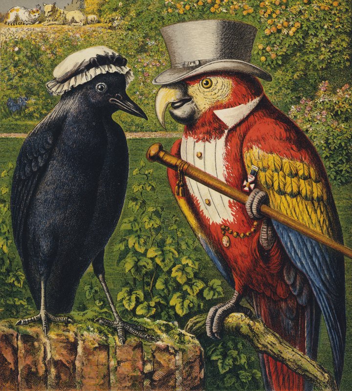 Tittums och Fido (färg litho) av English School