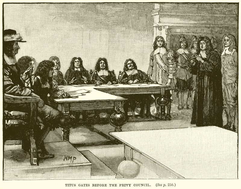 Titus Oates inför Privy Council av English School