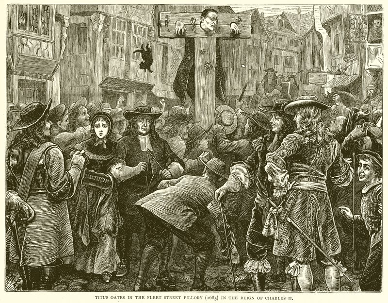 Titus Oates i Fleet Street Pilory (1685) under Karl II:s regeringstid av English School
