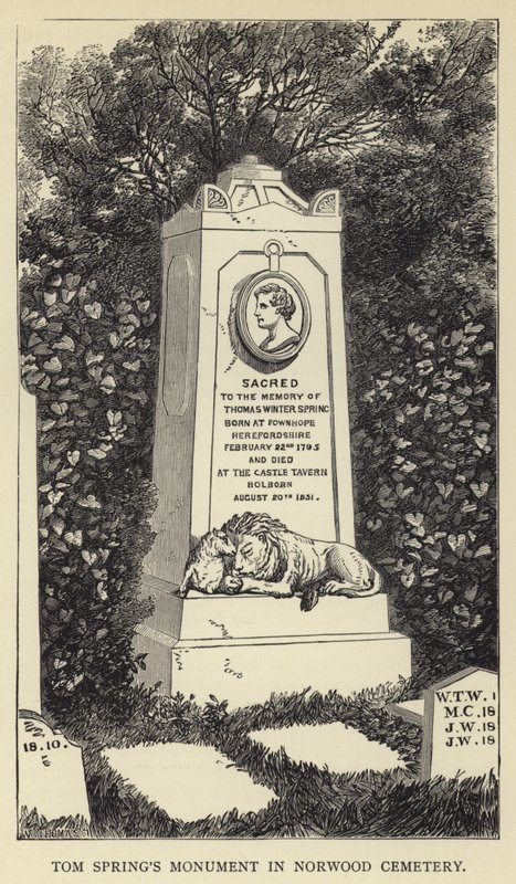 Tom Springs Monument på Norwood Cemetery av English School