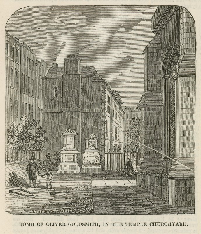 Oliver Goldsmiths grav i Inner Temple Churchyard av English School