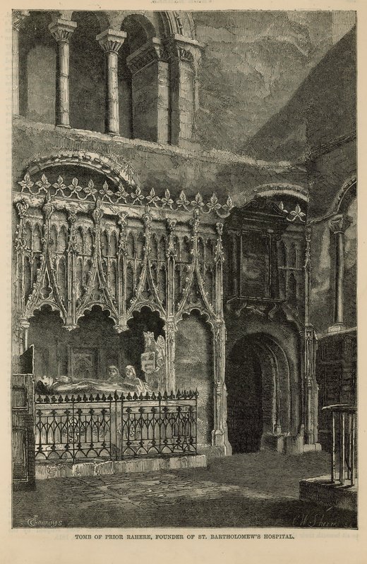 Graven av Prior Rahere, grundare av St Bartholomews Hospital av English School