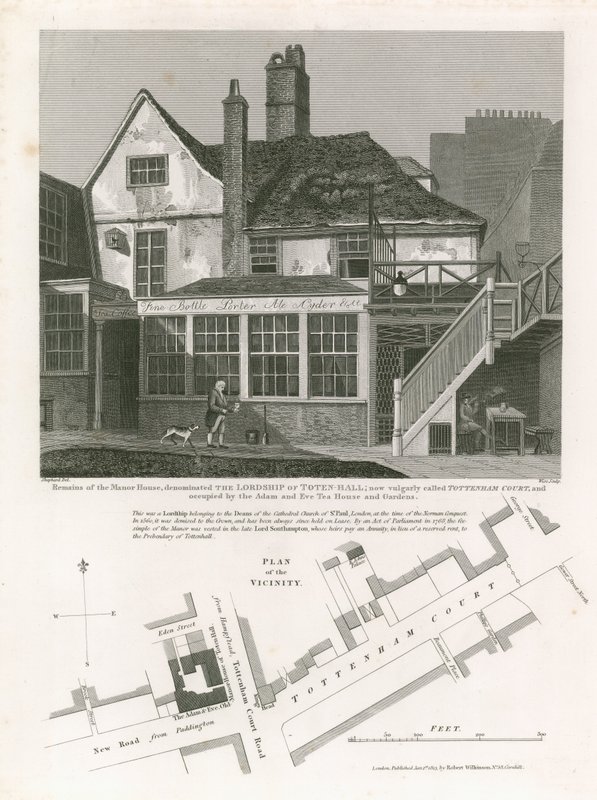 Tottenham Court, ockuperat av Adam and Eve Tea House and Gardens av English School