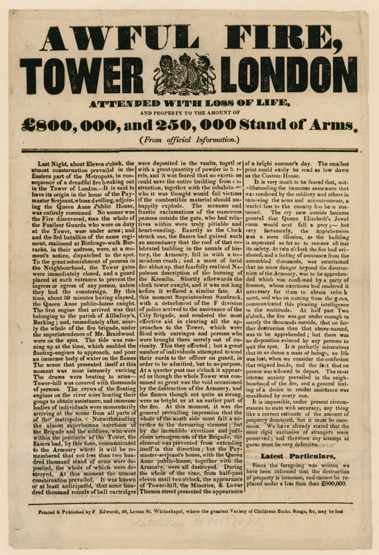Tower of London Fire, 1841 av English School