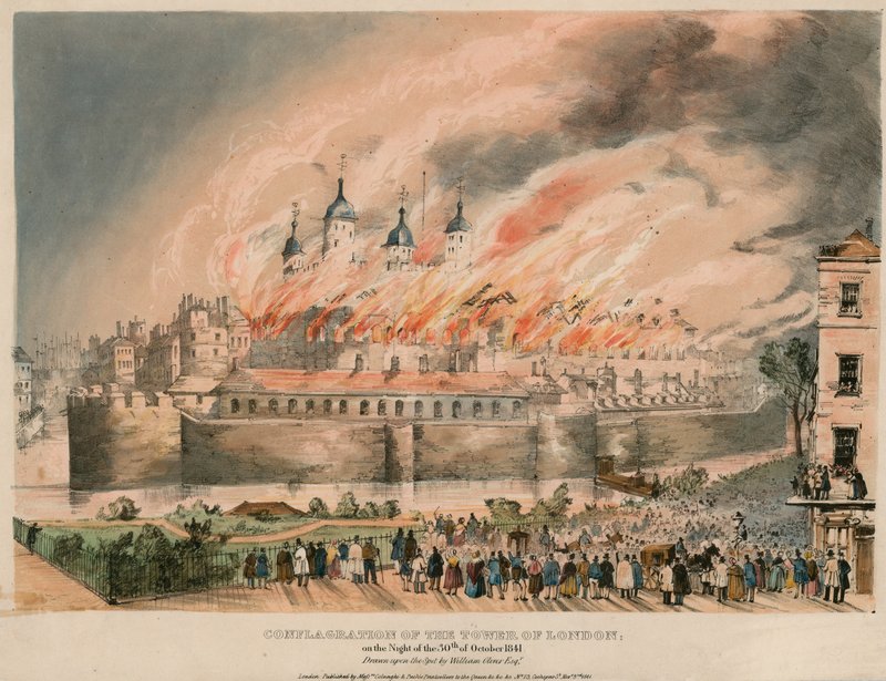 Tower of London Fire, 1841 av English School