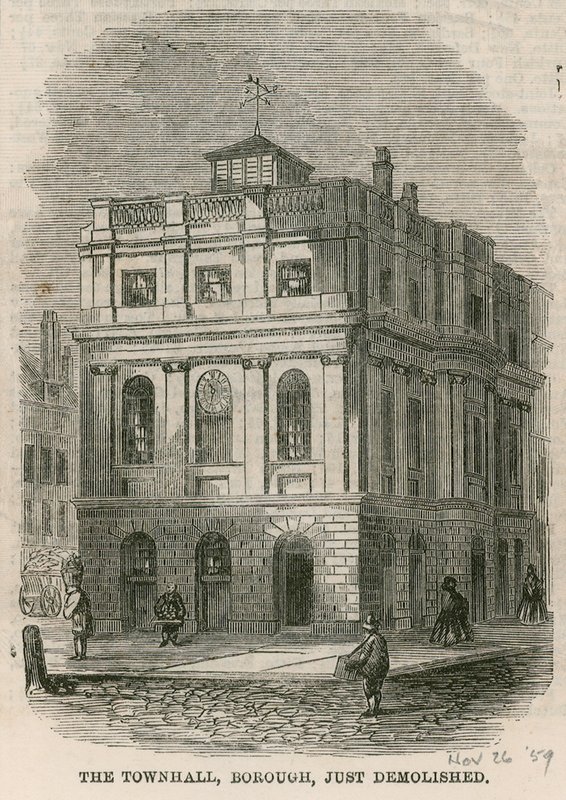 Rådhuset, Borough High Street, Southwark, London, har precis rivits av English School