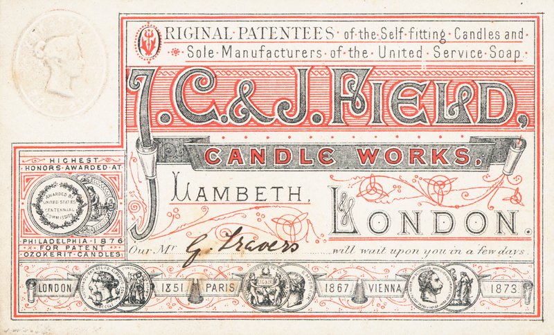 Handelskort, J C och J Field Candle Works av English School