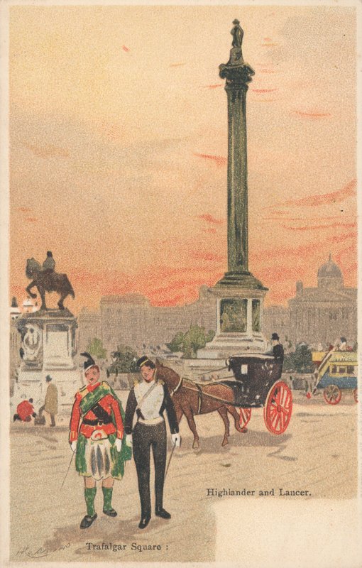 Trafalgar Square, London, Highlander och Lancer av English School