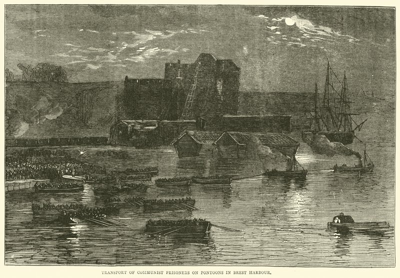 Transport av kommunistiska fångar på pontoner i Brests hamn, 1871 av English School