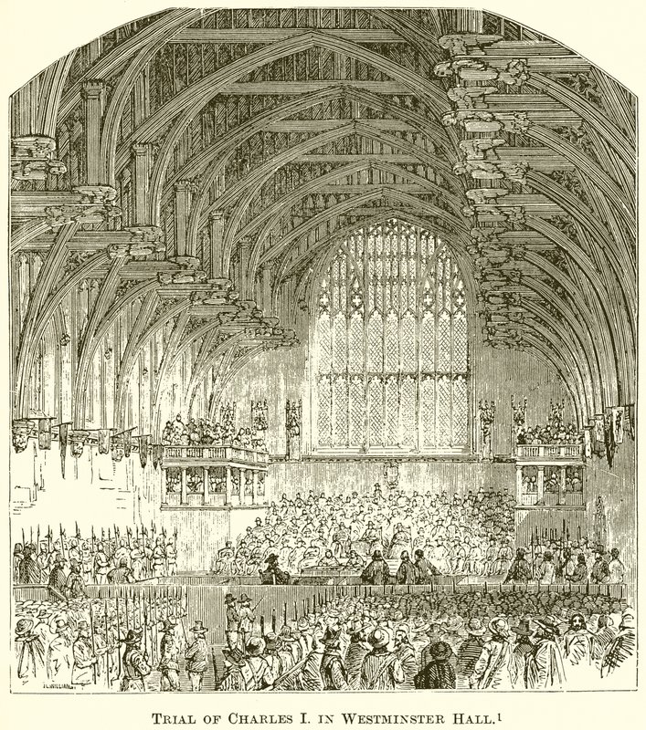 Rättegång mot Charles I i Westminster Hall av English School