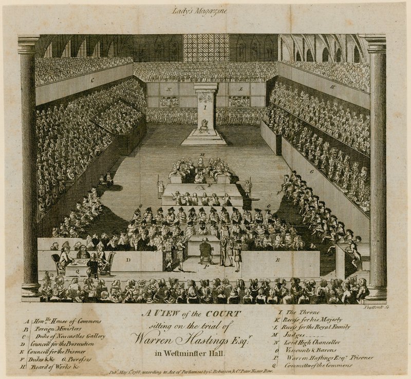 Rättegång mot Warren Hastings i Westminster Hall av English School