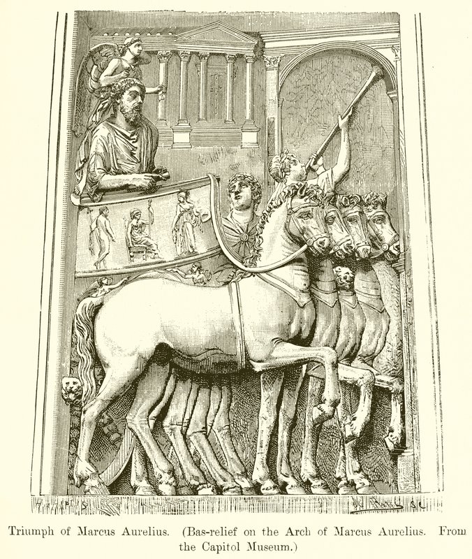 Marcus Aurelius triumf. (Bas-relief på Marcus Aurelius båge. Från Capitol Museum) av English School