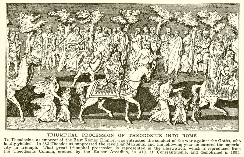 Theodosius triumftåg in i Rom av English School