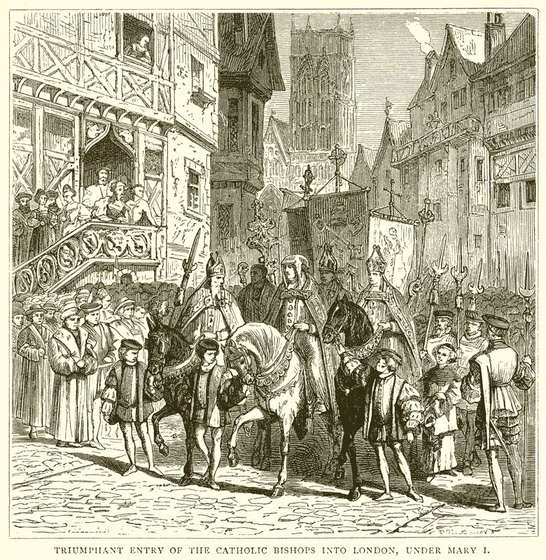 De katolska biskoparnas triumferande inträde i London under Mary I av English School