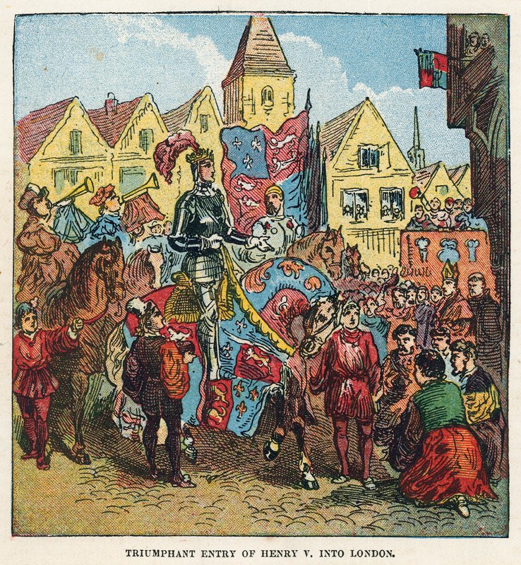Kung Henry V:s triumferande intåg i London efter slaget vid Agincourt av English School