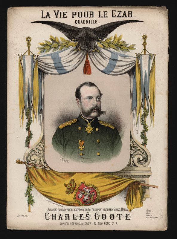 Tsar Alexander II av Ryssland, omslag till La Vie pour le Czar, en kvadrille av Charles Coote av English School