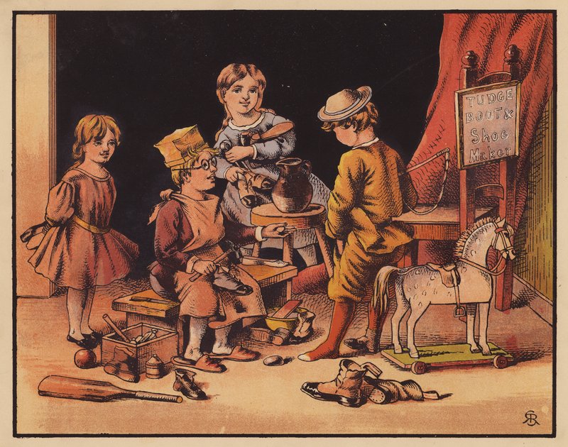 Tudge Shoemaker (färglitografi) av English School