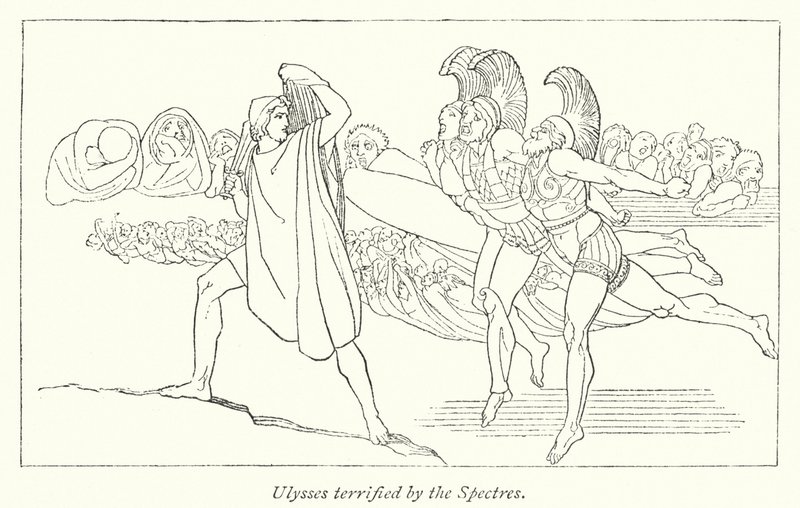 Ulysses skräckslagen av Specters (litho) av English School