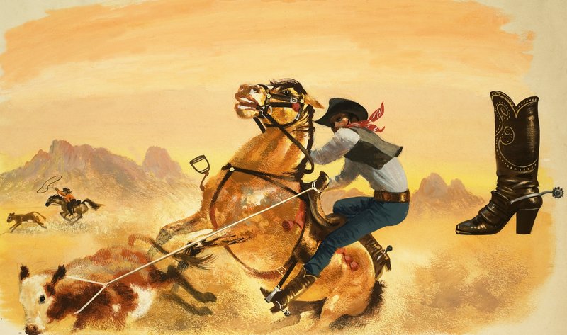 Oidentifierad cowboy som repar boskap av English School