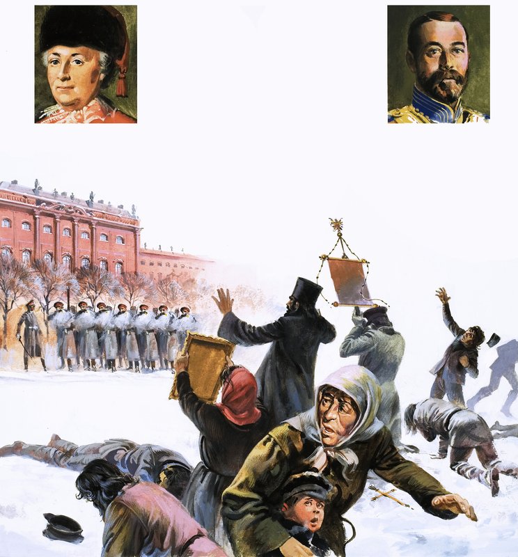 Oidentifierad scen från ryska revolutionen 1905 av English School